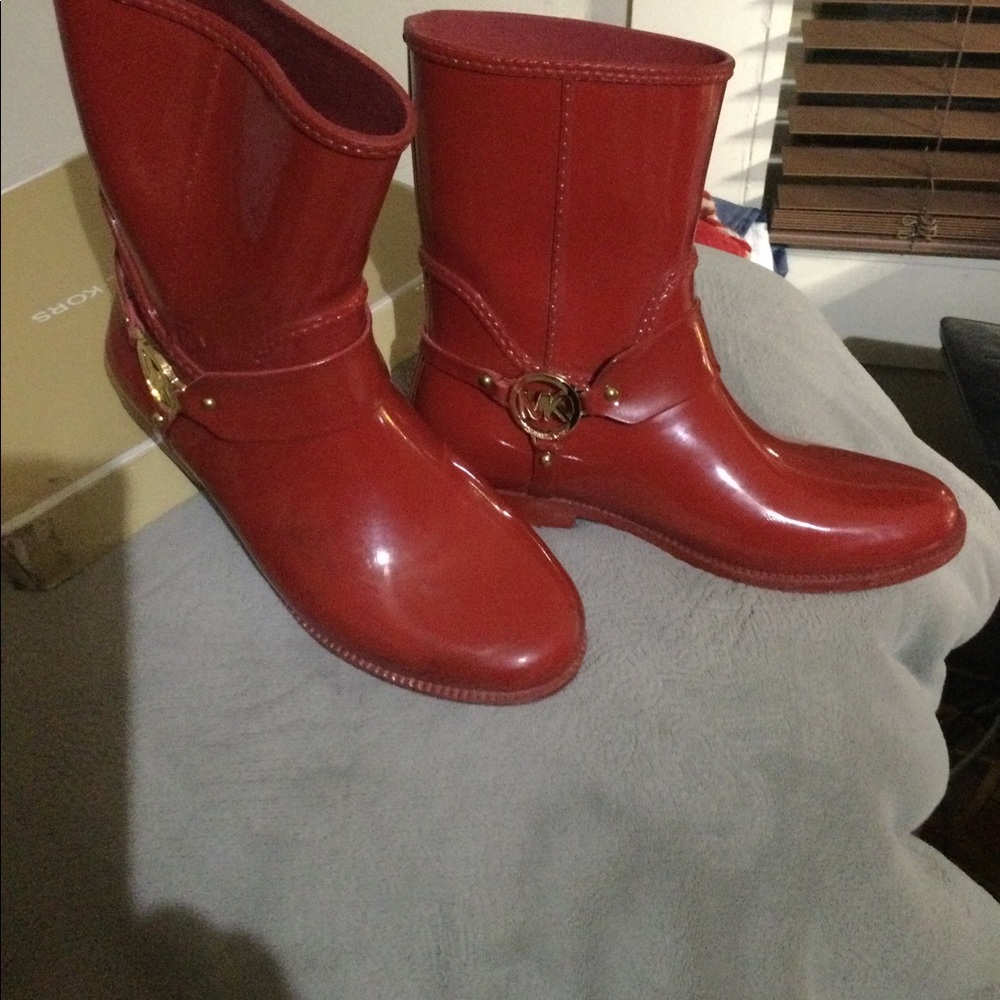 MK red rain boots